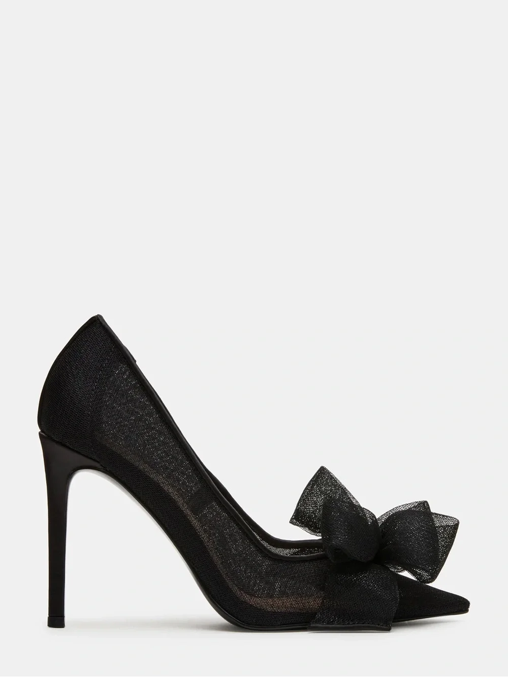 Steve Madden Black Pointed-Toe Stiletto Pump with Bow, TAFFY BLACK - Picture 1 of 6